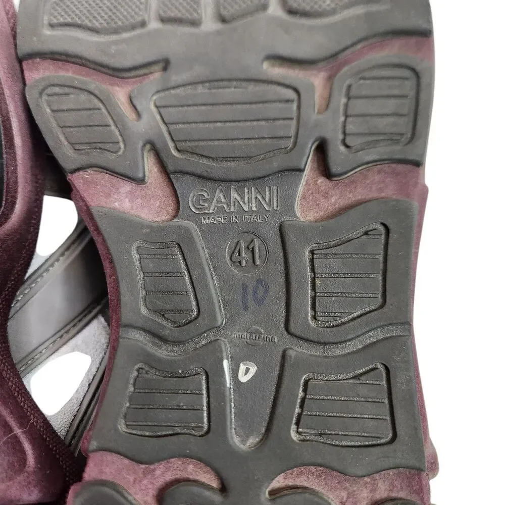GANNI Shoes Womens EU 41 US 11‎ Grey Tech Chunky Mixed-Media Sneakers Luxury